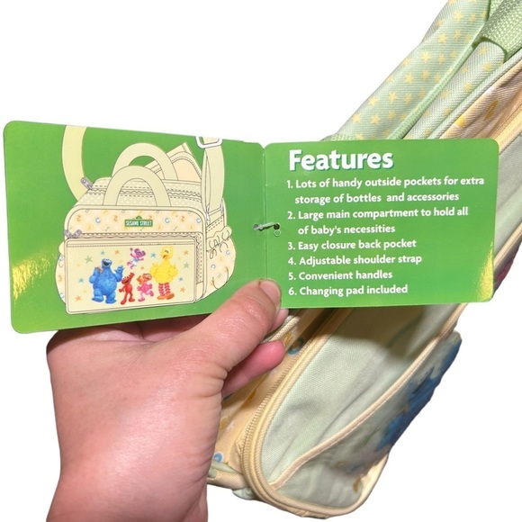 NWT Sesame Street Diaper Bag Light Yellow Mint Green - Picture 9 of 9